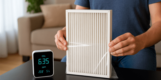 Hoe beïnvloedt een WTW-filter de CO₂-waarde in huis?